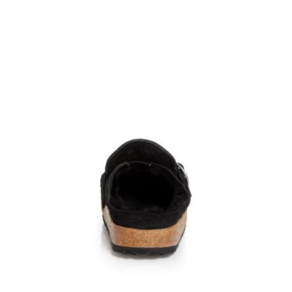 BIRKENSTOCK Womens Black Cork Comfort Buckley Round Toe Slip On Leather Mules 37 - Picture 2 of 5